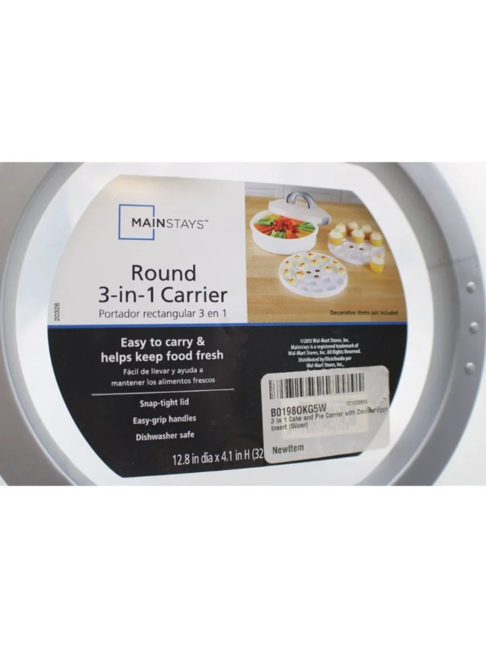 Round 3-In-1 Carrier Snap-Tight Lid Inserts For Cake & Deviled Eggs by Mainstays